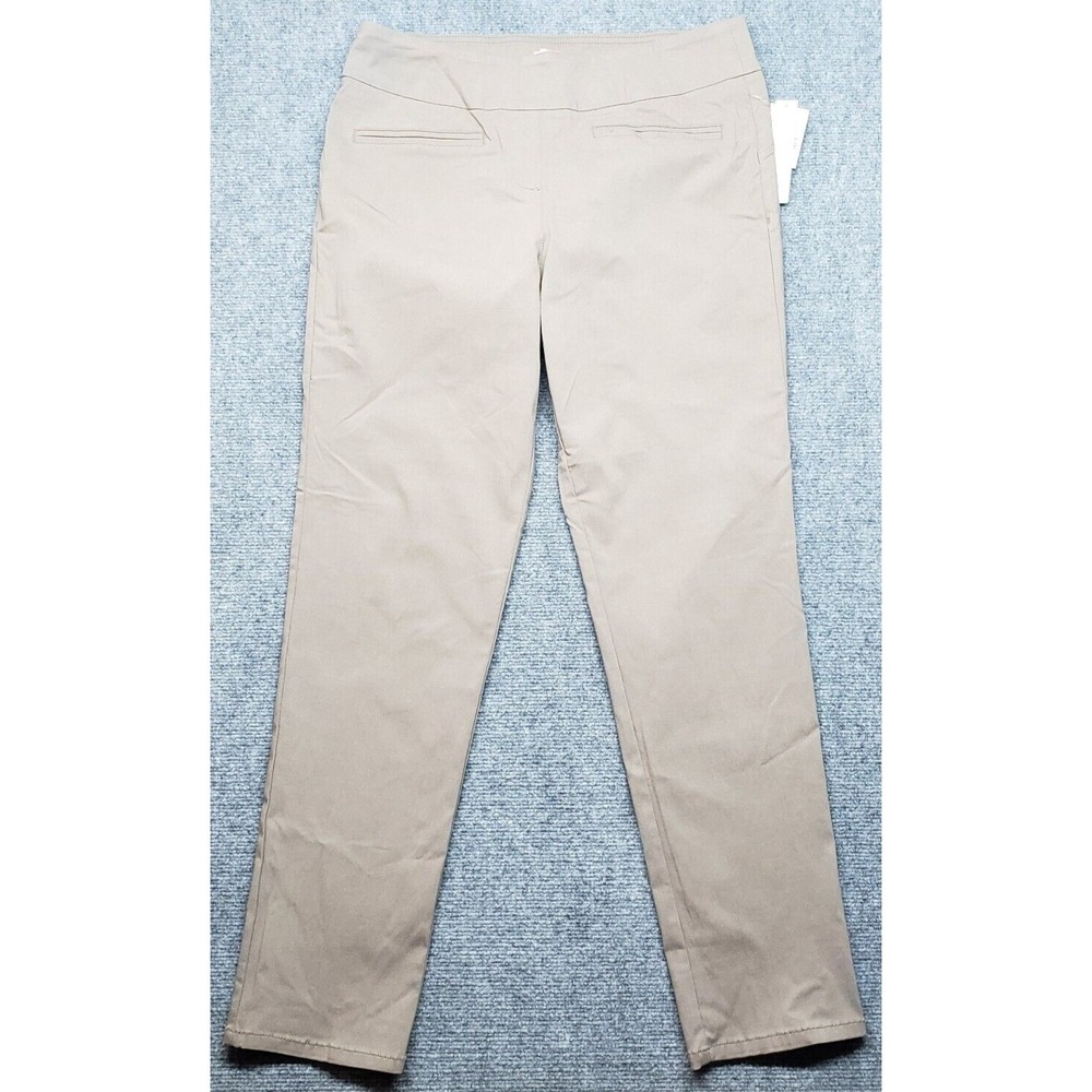 Eric Pants Womens 12 Pinebark Beige Solid High Rise Solid Straight Stretch New